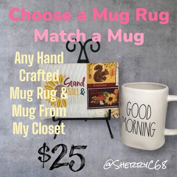 Hand Crafted Mug Rug Coaster Embroidered Cotton Fabric Padded Absorbs Liquid - Picture 11 of 11